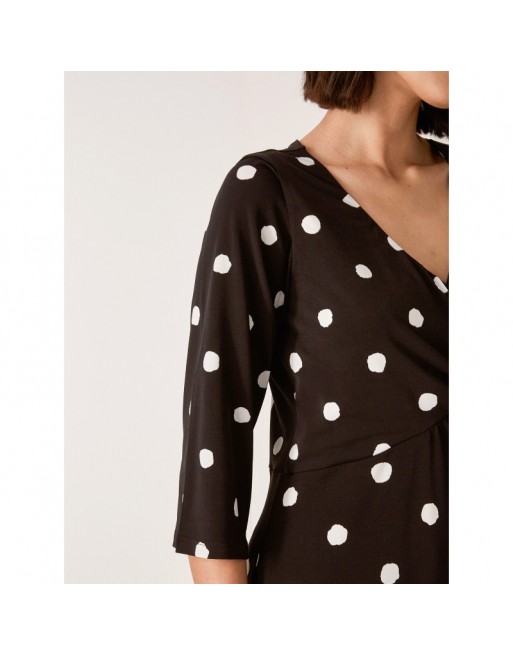 Longue Robe Noire Pois Blancs Femme Grande Taille, 46 ?� 54