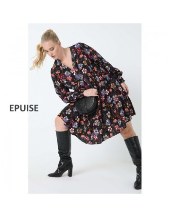 Robe tunique noire imprimée