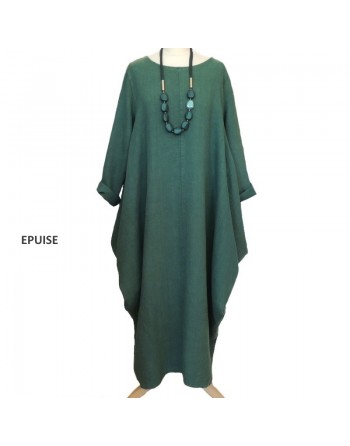 Longue robe en lin vert...