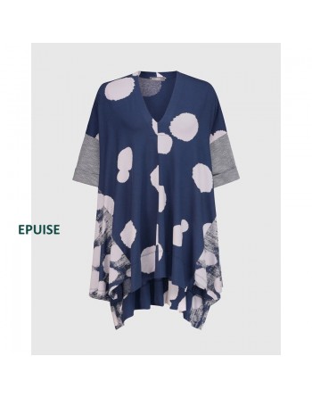 Top bleu pois blancs