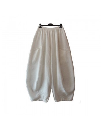 Pantalon large en lin blanc